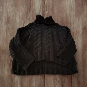 Moon & Madison- Black Turtleneck Cable Knit Sweater